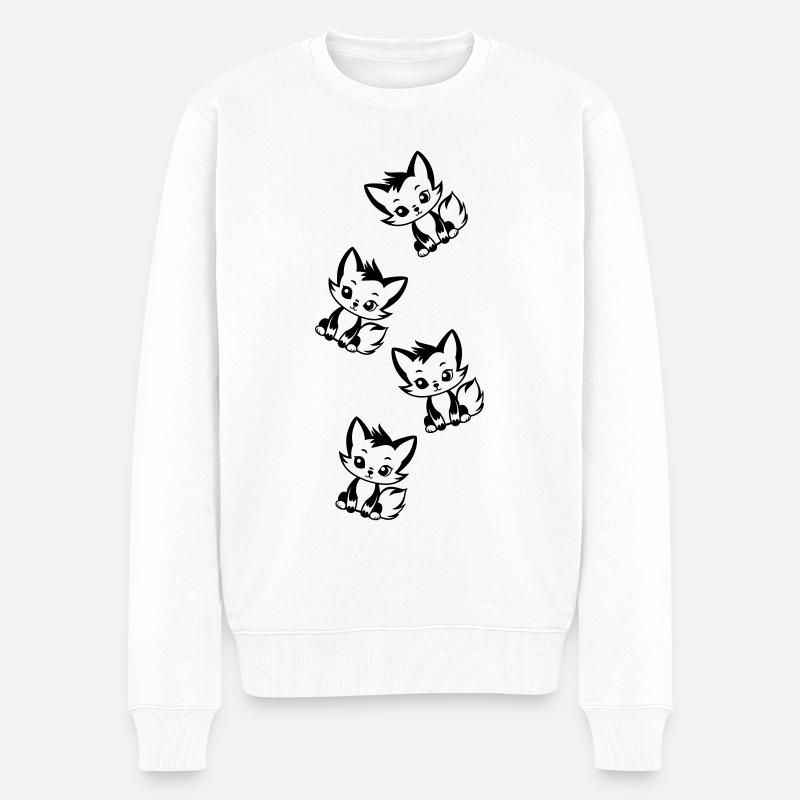 Fuchs Tier Baby - Männer Premium Bio Pullover - Weiß