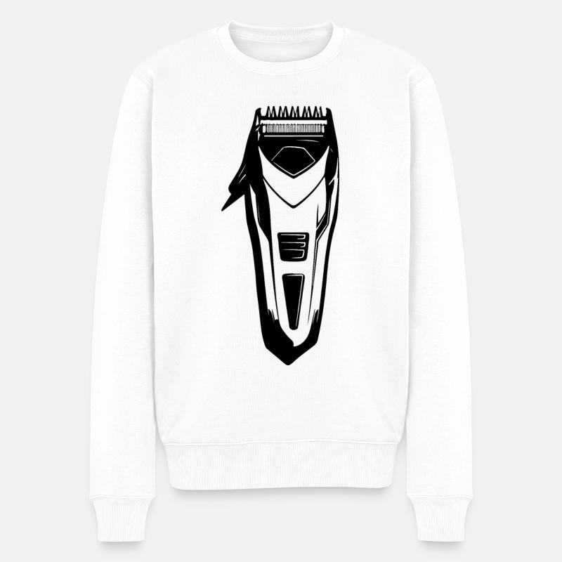 Haarschneidemaschine Friseur Symbol - Männer Premium Bio Pullover - Weiß