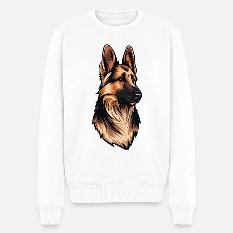 DEUTSCHER SCHÄFERHUND KUNST HAUSTIERE WELPE HUND TIERE ZEICHNUNG - Männer Premium Bio Pullover - Weiß