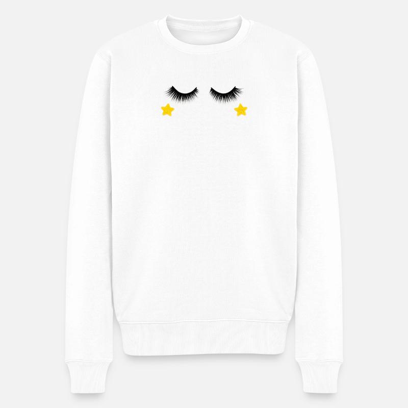  Wimpern Design - Männer Premium Bio Pullover - Weiß