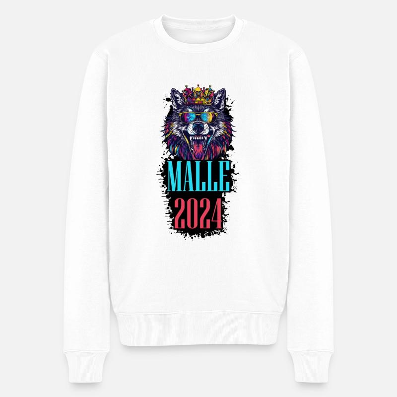 Malle 2024 Loup des Vacances - Pull Premium bio Homme - blanc