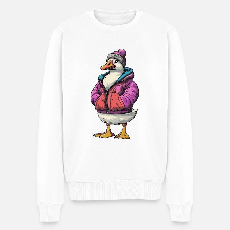 Gans Lustig Winter - Männer Premium Bio Pullover - Weiß