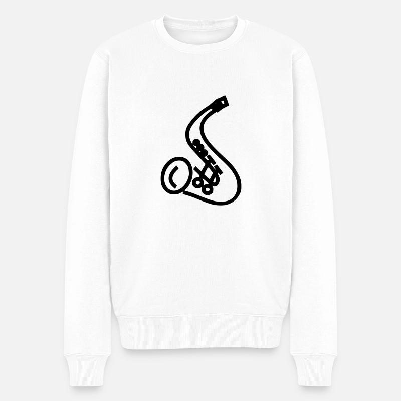 saxophon - Männer Premium Bio Pullover - Weiß