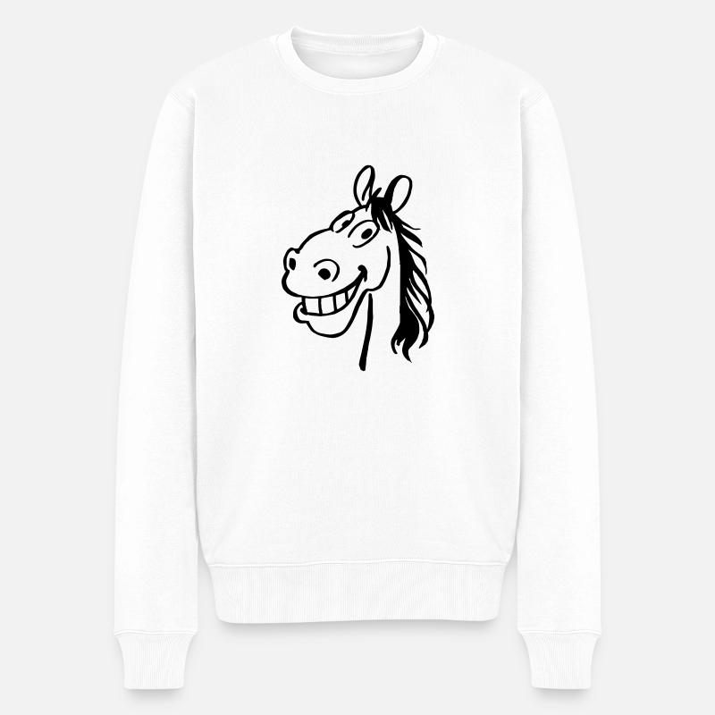 Pferd - Männer Premium Bio Pullover - Weiß