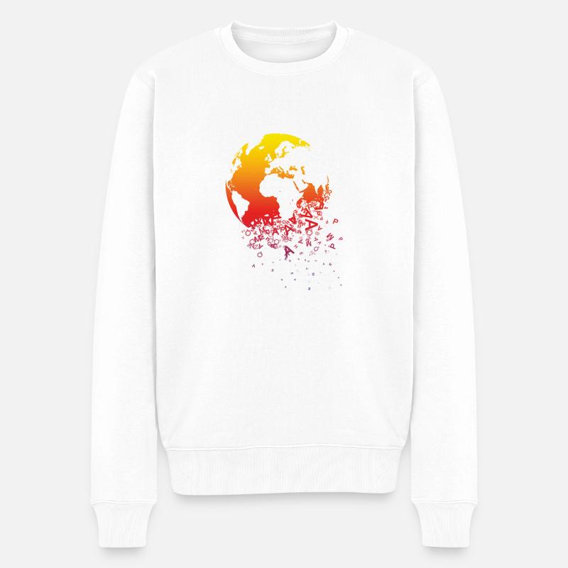 World dissolves - Welt löst sich auf - Männer Premium Bio Pullover - Weiß