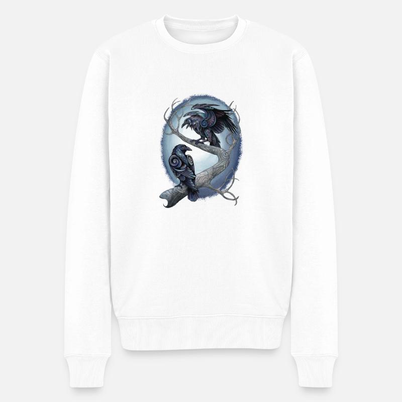 Huginn und Muninn - Männer Premium Bio Pullover - Weiß