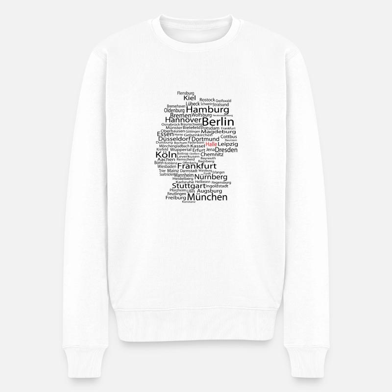 Halle an der Saale wordcloud - Männer Premium Bio Pullover - Weiß