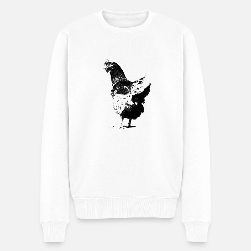 huhn - Männer Premium Bio Pullover - Weiß