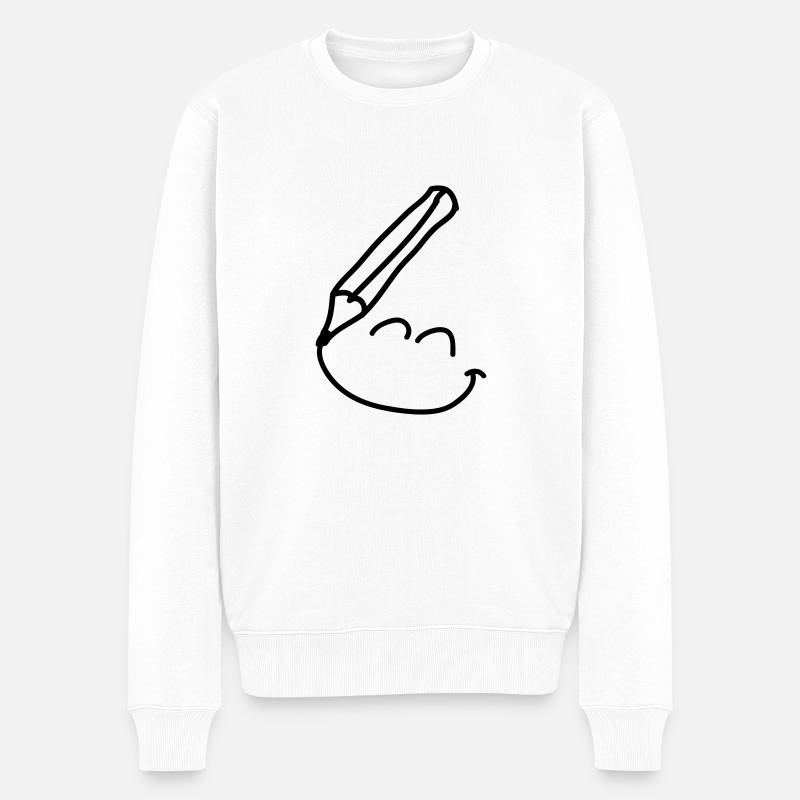 doodle_smiley_1c - Pull Premium bio Homme - blanc