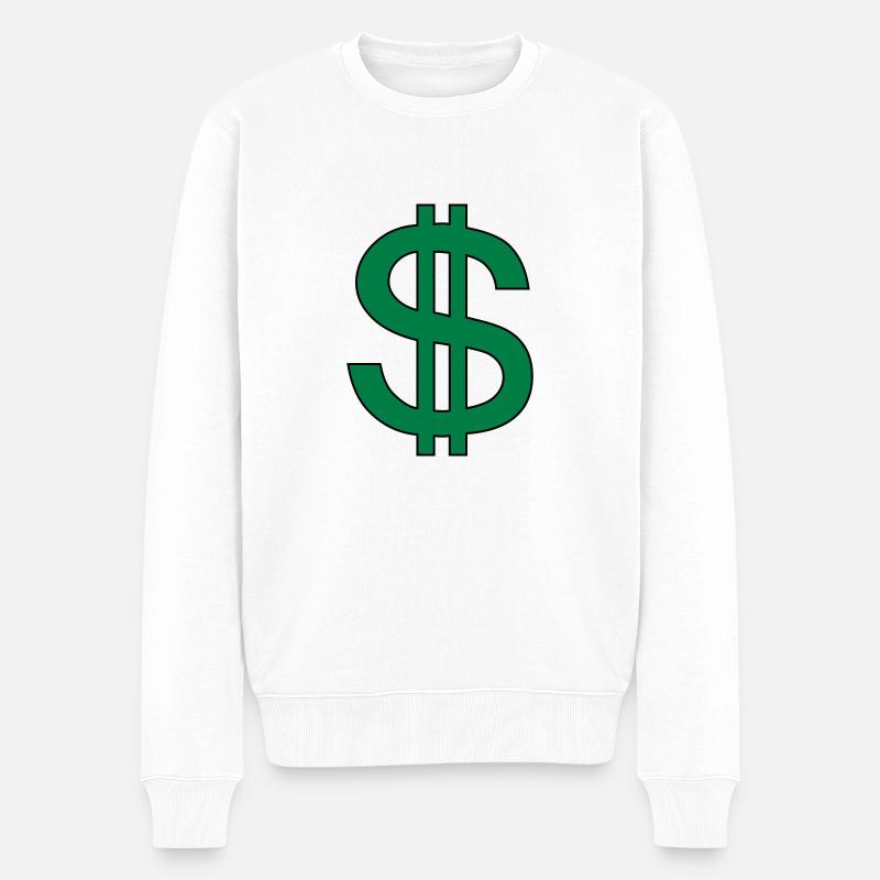 Money Money (V) - Männer Premium Bio Pullover - Weiß