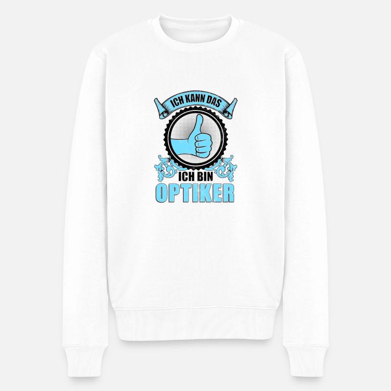 Ich kann das ich bin Optiker - Männer Premium Bio Pullover - Weiß