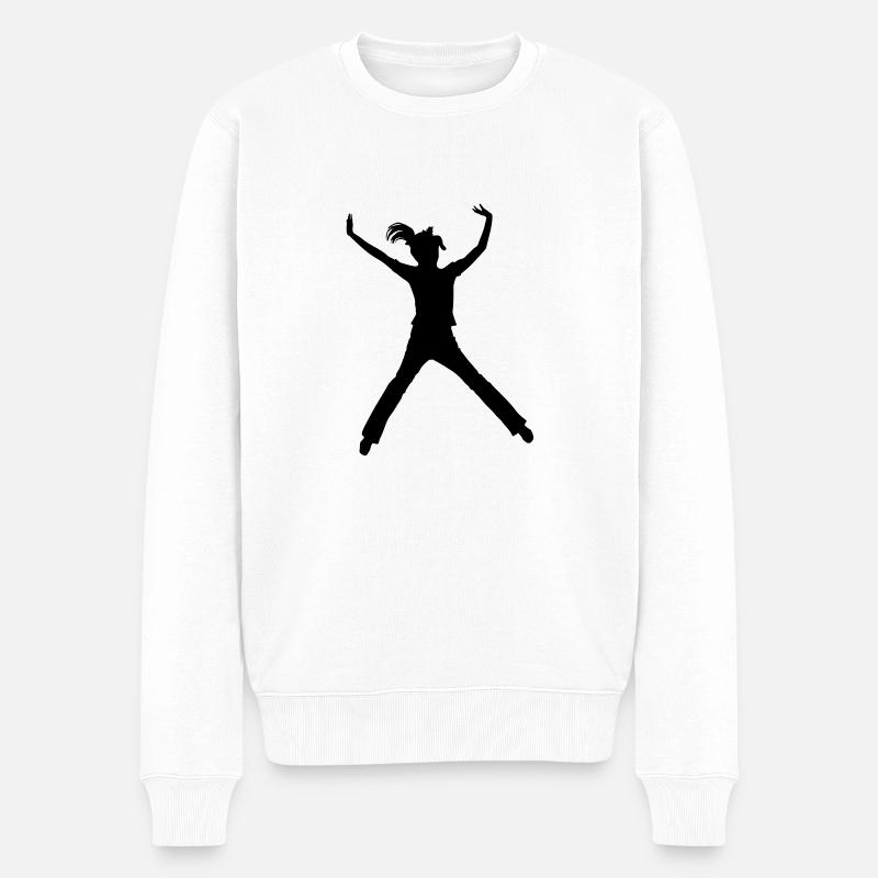 fitness frau silhouette - Männer Premium Bio Pullover - Weiß
