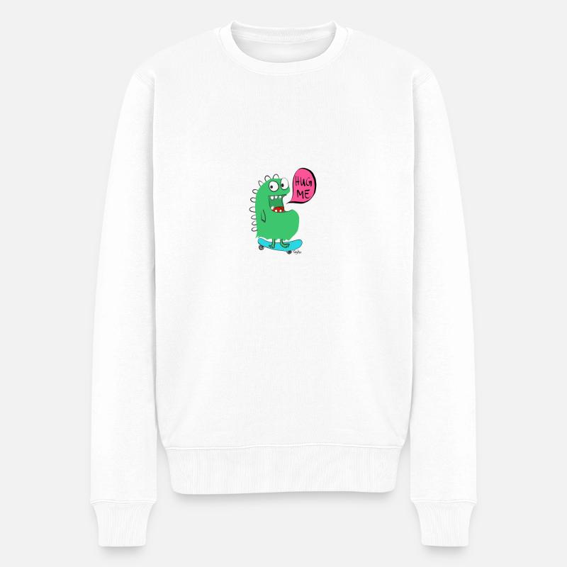 SkateboardMonster - Männer Premium Bio Pullover - Weiß