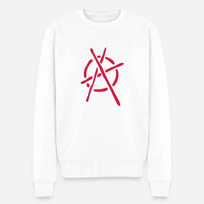 anarchy logo stencil - Pull Premium bio Homme - blanc