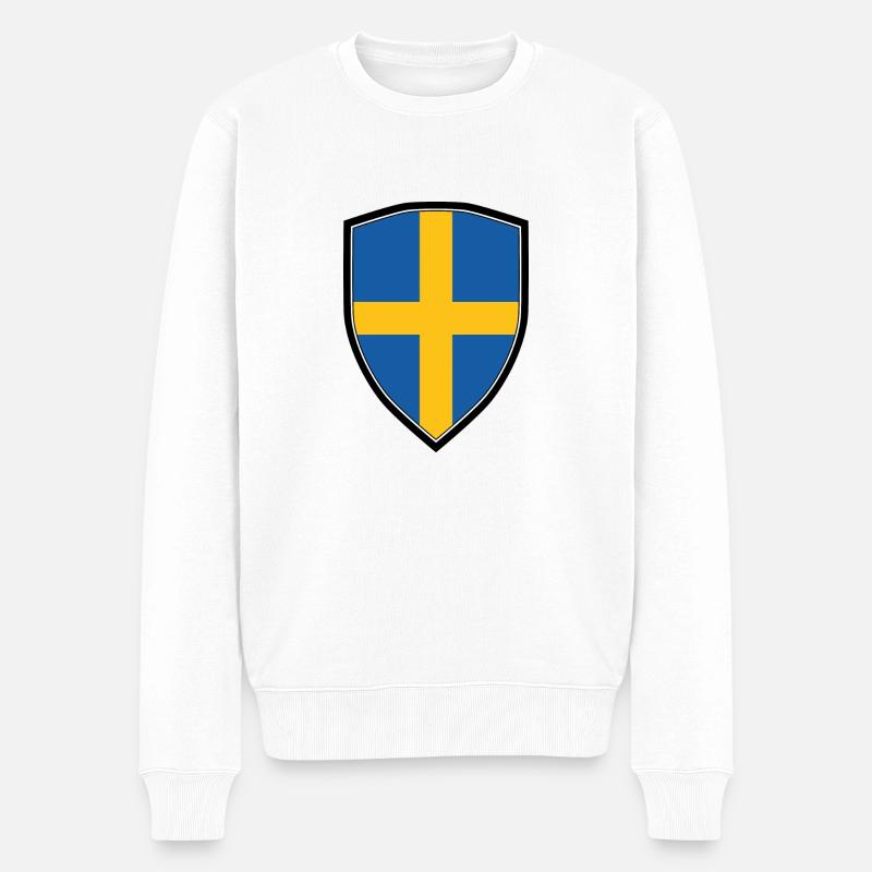 SWEDEN FLAG SHIELD - Pull Premium bio Homme - blanc