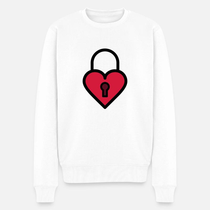 Cadenas, serrure d'amour - Pull Premium bio Homme - blanc