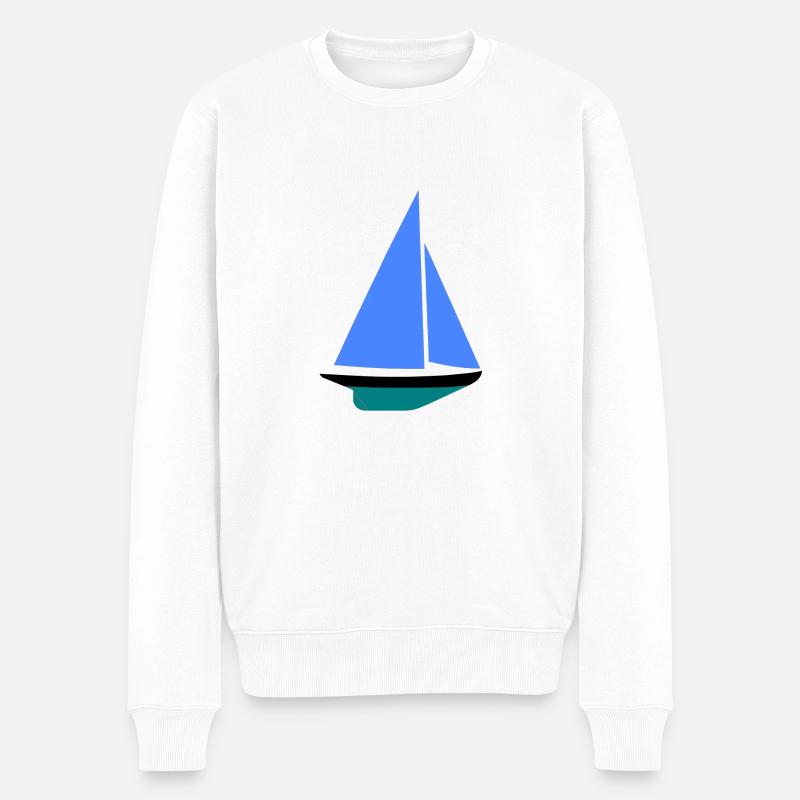 Segelboot - Männer Premium Bio Pullover - Weiß