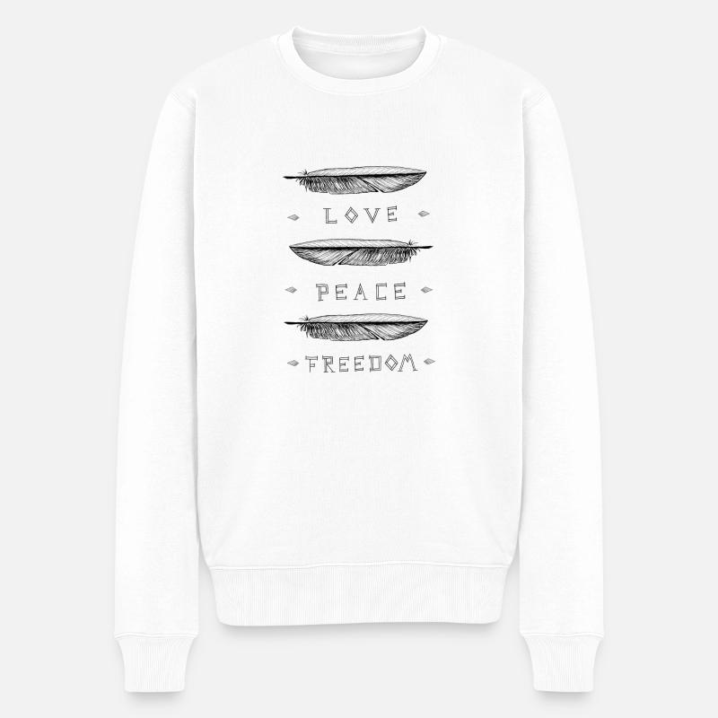 Liebe Frieden Freiheit - Männer Premium Bio Pullover - Weiß