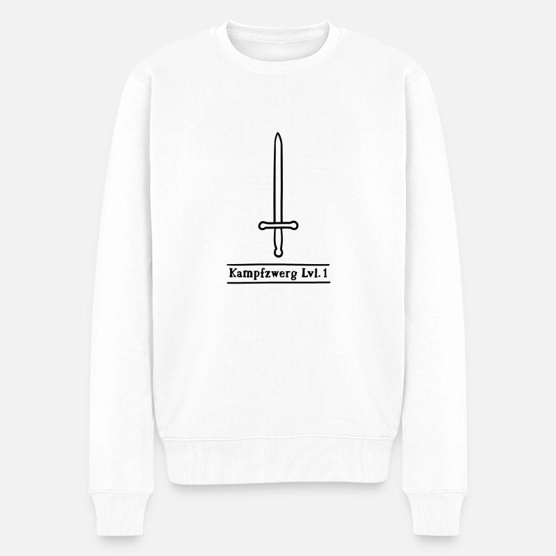 Kampfzwerg Level 1 - Männer Premium Bio Pullover - Weiß
