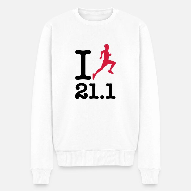 Semi-marathon 21.1 - Pull Premium bio Homme - blanc