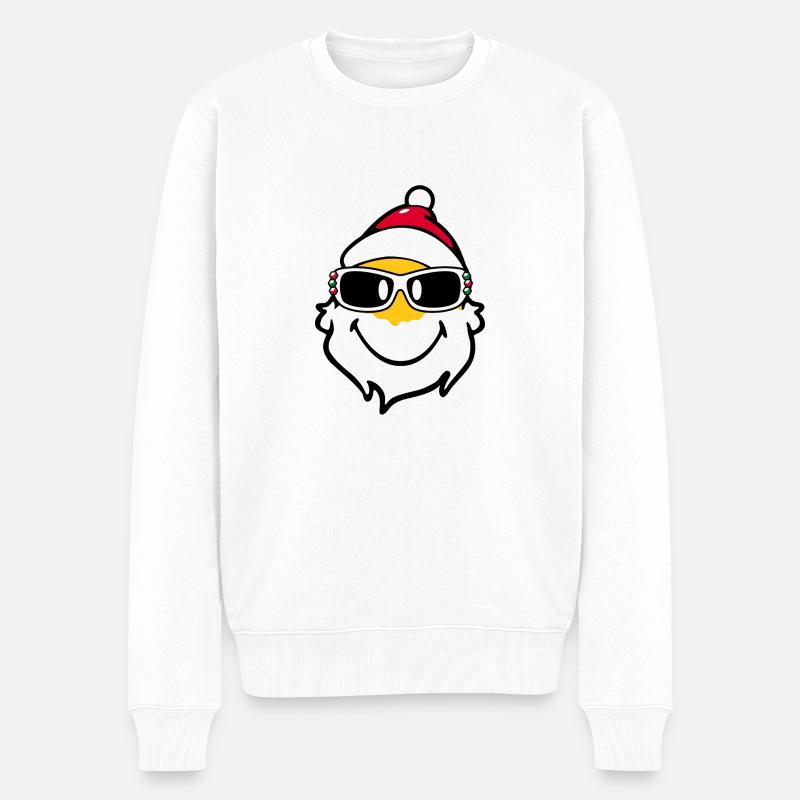 Smiley Santa Claus with Sunglasses - Männer Premium Bio Pullover - Weiß