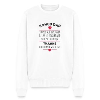 Bonus Dad Stiefvater Bonuspapa Vater Spruch - Männer Premium Bio Pullover - Weiß - Vorne - Thijin (182cm)