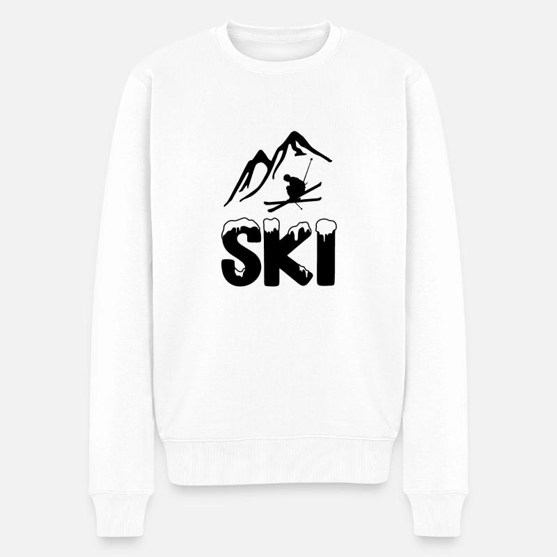 skifahren Berge - Männer Premium Bio Pullover - Weiß