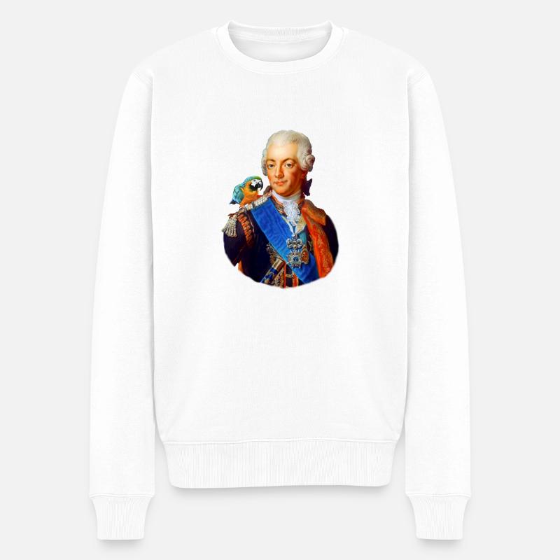 Gustaf III avec perroquet - Pull Premium bio Homme - blanc