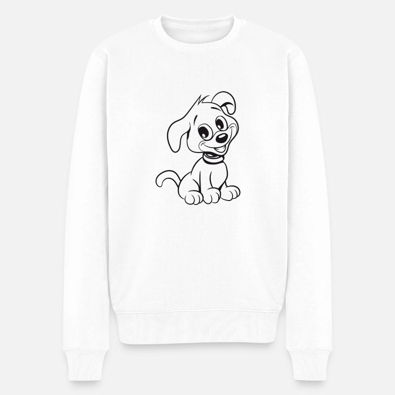 Hund jung welpe - Männer Premium Bio Pullover - Weiß