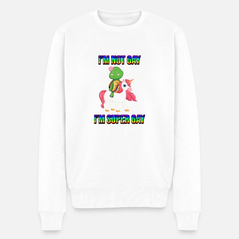 schildkröte auf einhorn lgbt panzertier rainbow - Männer Premium Bio Pullover - Weiß