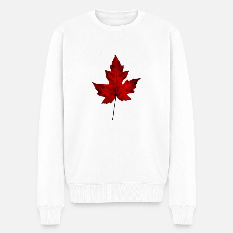Herbstblatt - Männer Premium Bio Pullover - Weiß
