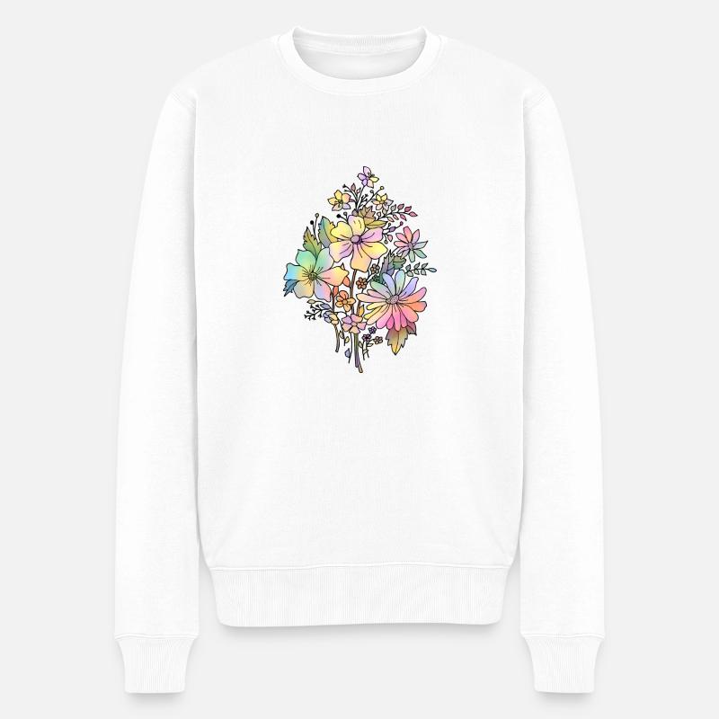 Blumen - Männer Premium Bio Pullover - Weiß