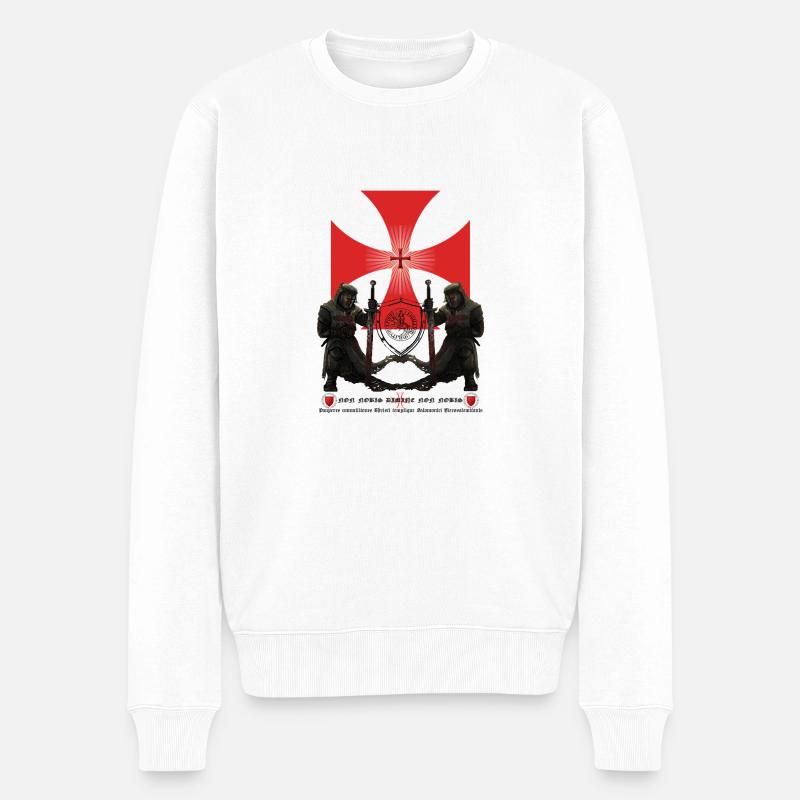 Templiers avec croix de patte - Pull Premium bio Homme - blanc