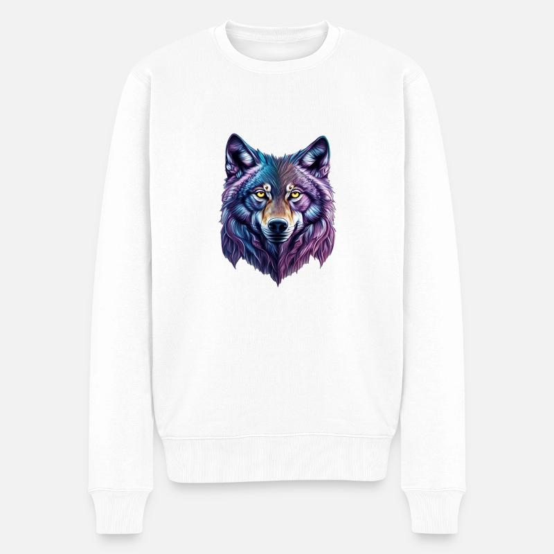 Wolf Splash - Männer Premium Bio Pullover - Weiß