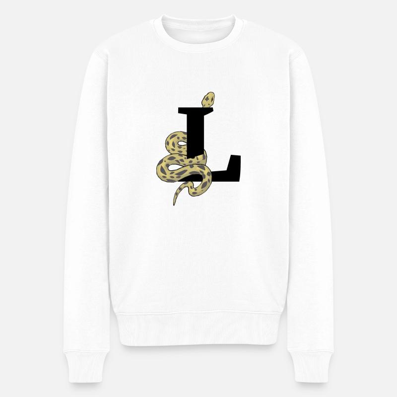Buchstabe l Schlange - Männer Premium Bio Pullover - Weiß