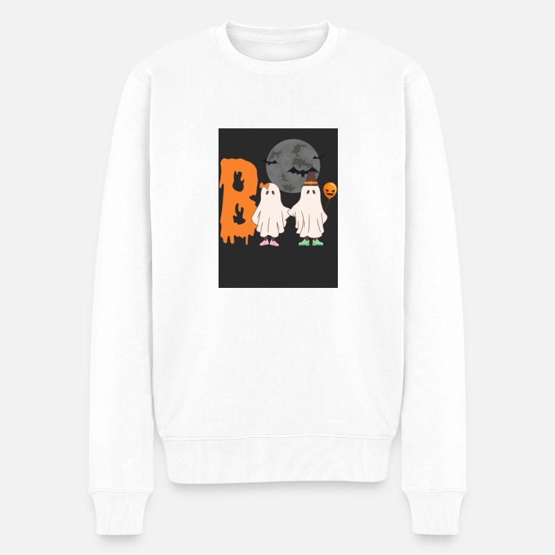 Halloween Boo - Männer Premium Bio Pullover - Weiß
