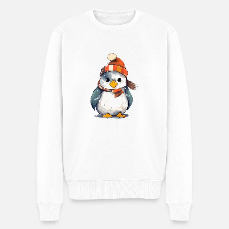Oki le pingouin de Noël - Pull Premium bio Homme - blanc