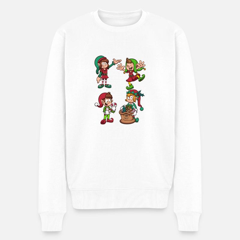 Weihnachtselfen - Männer Premium Bio Pullover - Weiß
