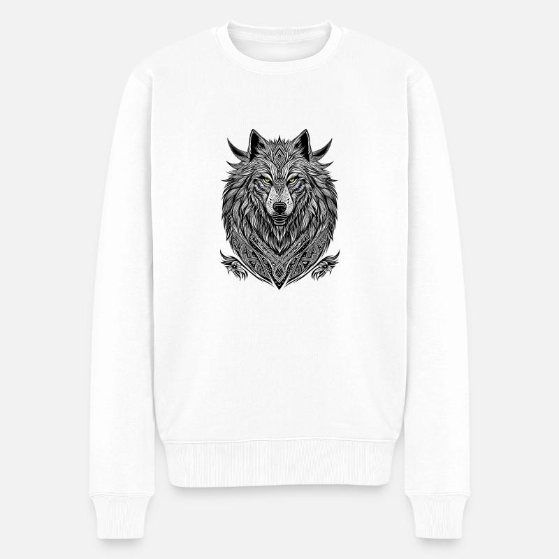 Weißer Wolf - Männer Premium Bio Pullover - Weiß
