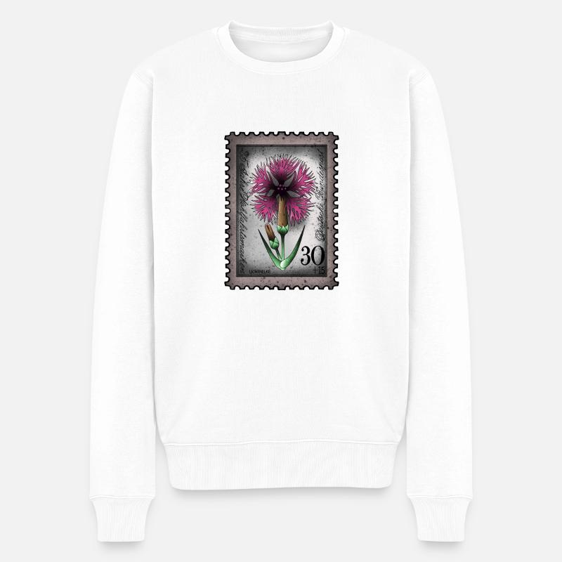 Briefmarke Lichtnelke - Männer Premium Bio Pullover - Weiß