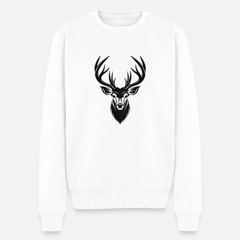 Icône de cerf Monochrome - Pull Premium bio Homme - blanc