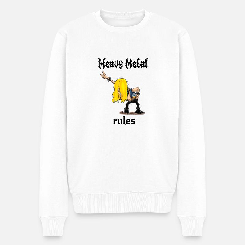 Heavy Metal rules - Männer Premium Bio Pullover - Weiß