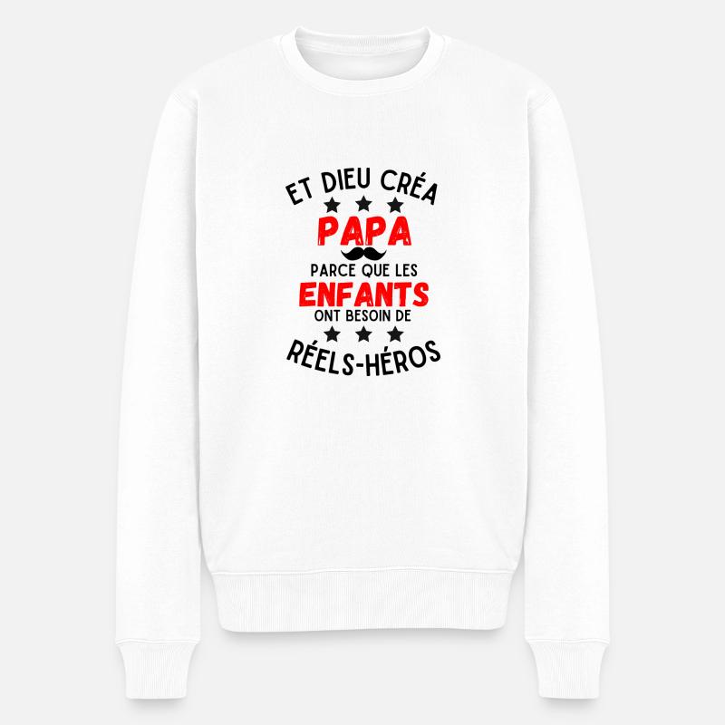 GOTT SCHUF PAPA - Männer Premium Bio Pullover - Weiß