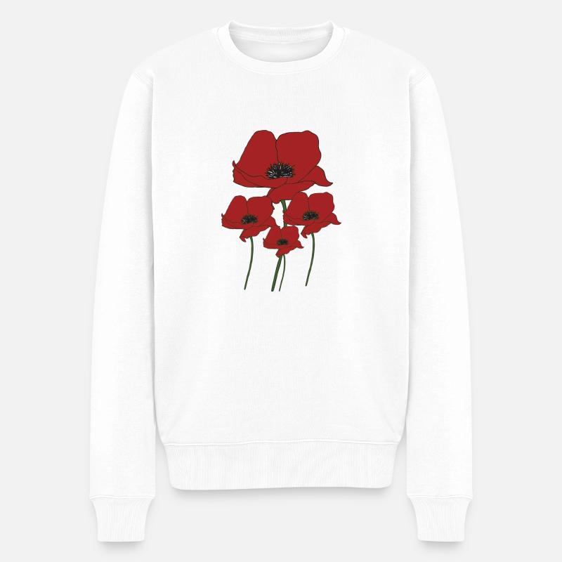 mohnblumenstrauss - Männer Premium Bio Pullover - Weiß