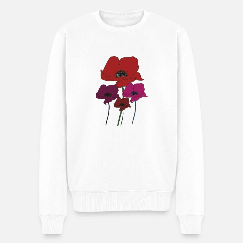 Bouquet de coquelicots - Pull Premium bio Homme - blanc