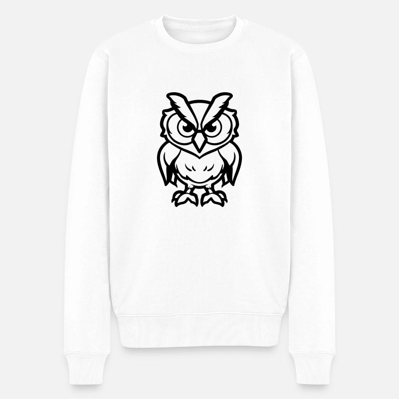 eule comic - Männer Premium Bio Pullover - Weiß