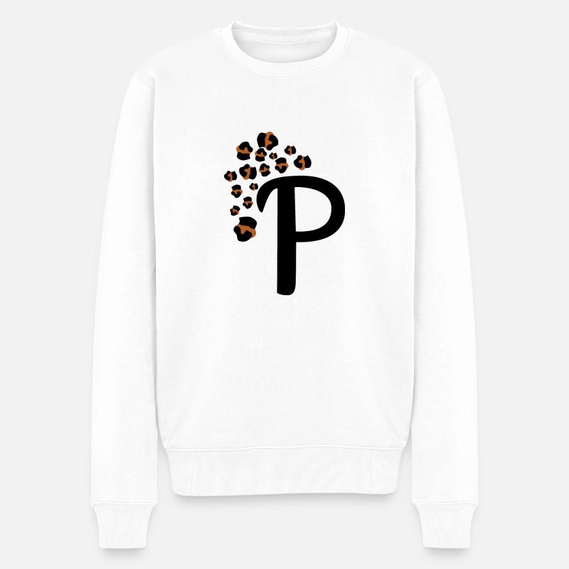 Buchstabe p Leopardenmuster - Männer Premium Bio Pullover - Weiß