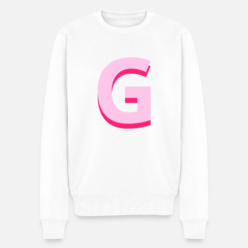 Pop og moderne pink bogstav g - Økologisk premium-sweatshirt til mænd - hvid