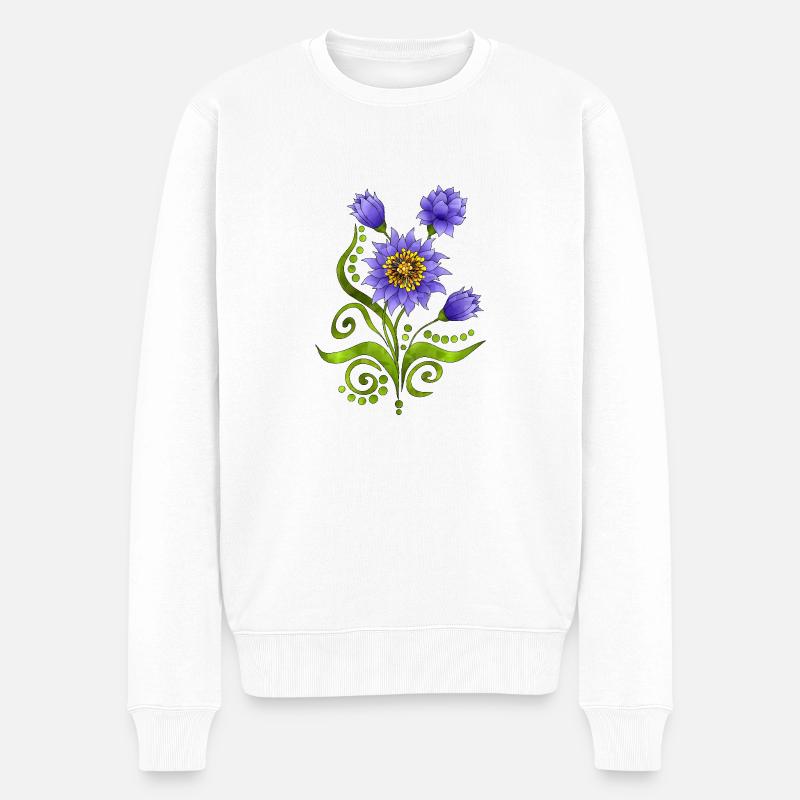 Blumen - Männer Premium Bio Pullover - Weiß