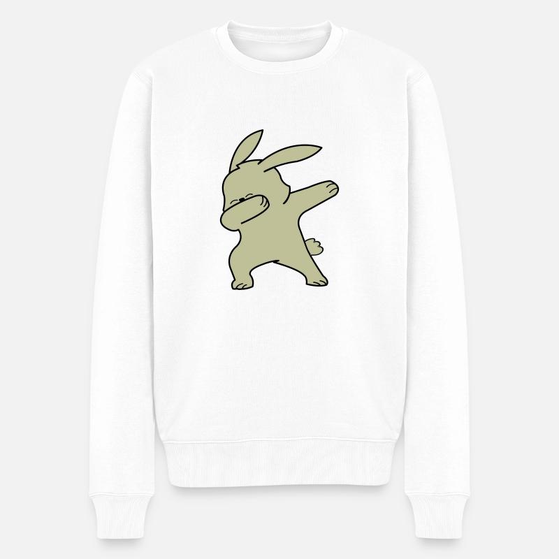 Dabbing Rabbit - Männer Premium Bio Pullover - Weiß